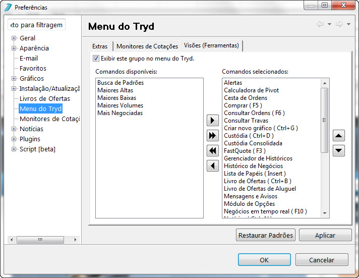 Menu_imagem configurações menu do tryd