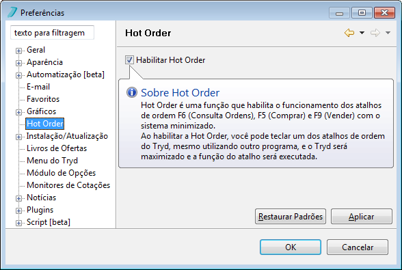 Hot Order_imagem habilitar hot order